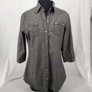 JL❤  Button Front Collared Shirt Gray Womens Large